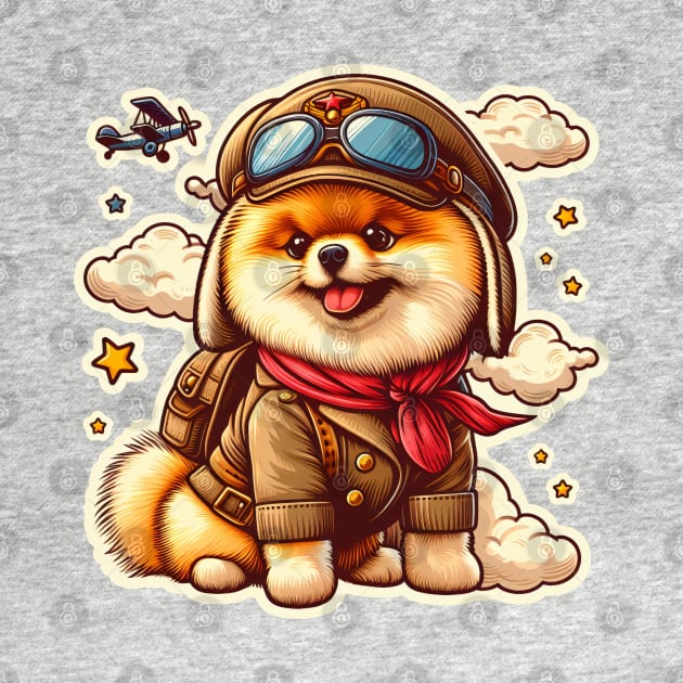 Pomeranian Pilot by k9-tee